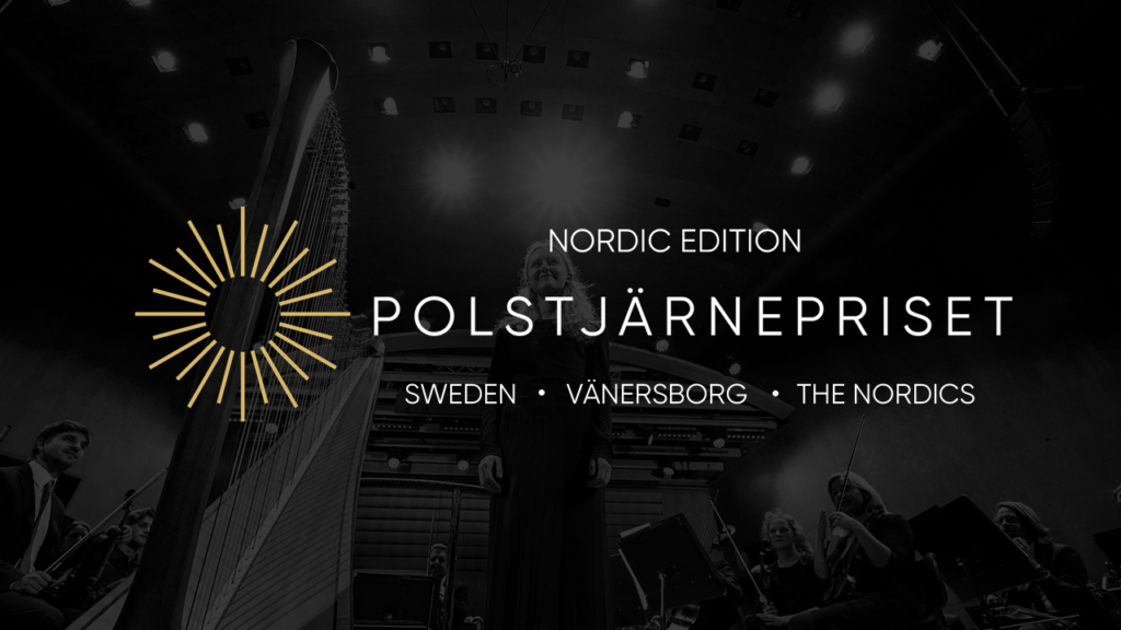 Komponerad bild med Polstjärneprisets logotyp, under står det Sweden, Vänersborg, The Nordics